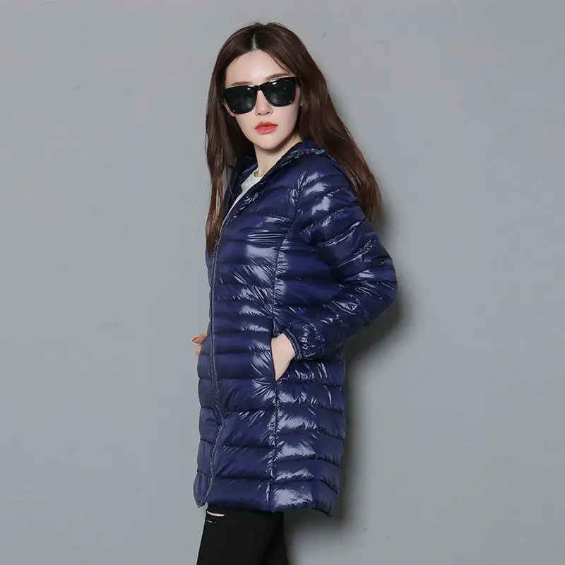 0-10℃ Autumn Winter Women Ultra Light Duck Down Jackets 2024 New Hooded Long Puffer Down Coat Windproof Outerwear Parkas S-7XL