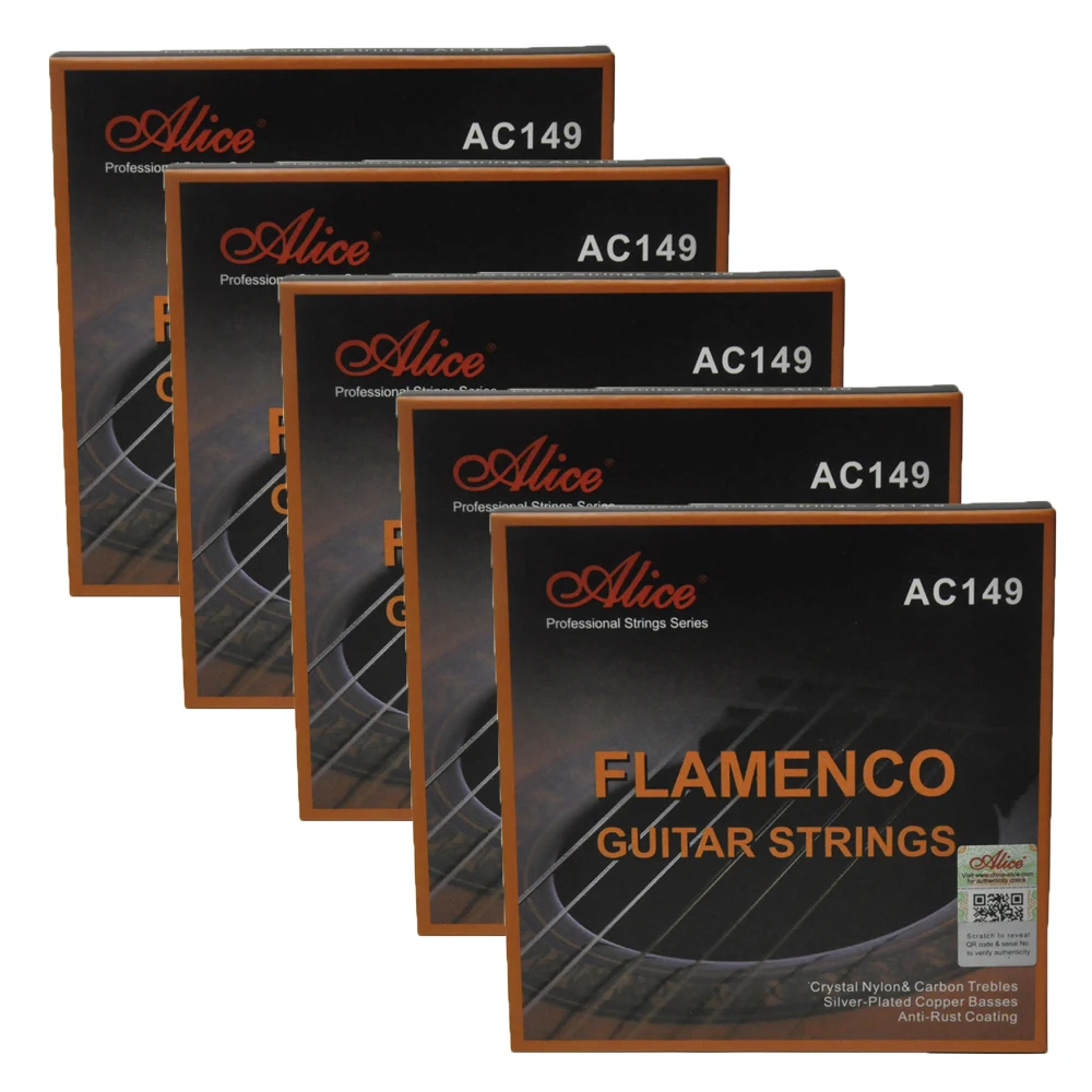 

5Sets Alice Flamenco Guitar Strings Crystal Nylon Silver Plated Copper Basses AC149