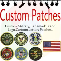 Custom Embroidery Patches Badge Logo  Personalized Iron on Hook and Loop PVC Woven Printed Patch for Clothing Free Ship