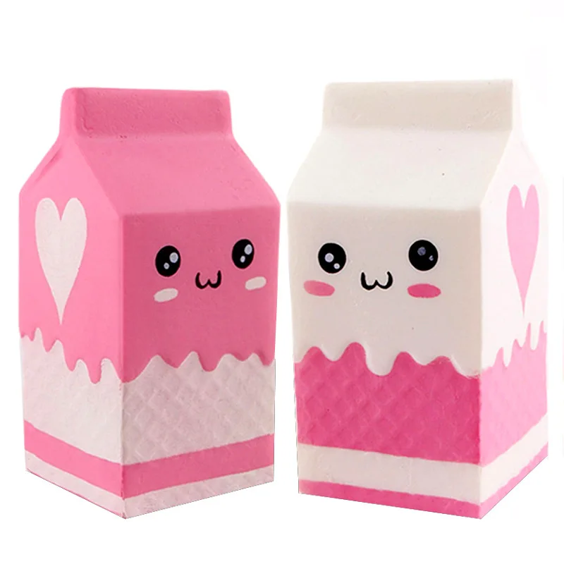 Squishy Milk Box Slow Rising Cute Squeeze Relief Anti-stres Squishes PU Toys Kids Gift White & Pink Two Colors Decompression Toy