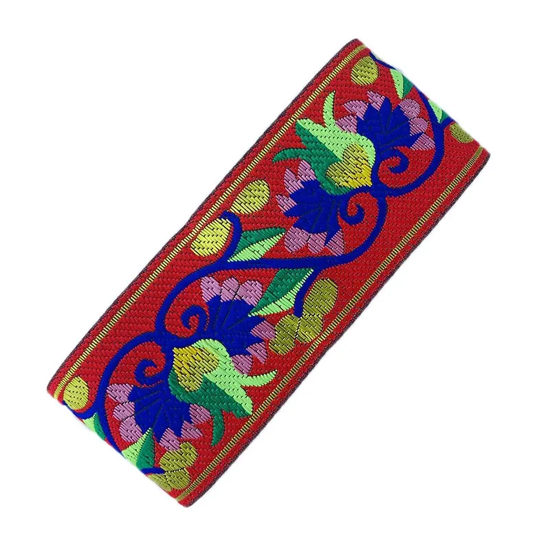 7 Yards 50mm Vintage etnico ricamo nastro di pizzo tessuto Jacquard pizzo Trim motivo floreale nastro fai da te abbigliamento accessori tessuto