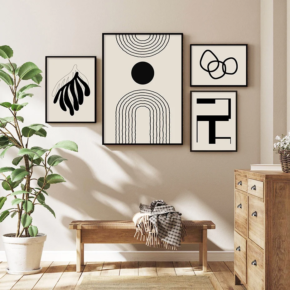 Abstract Geometry Boho Style Floral Posters Canvas Painting Wall Art Prints Pictures for Living Room Interior Home Decoration