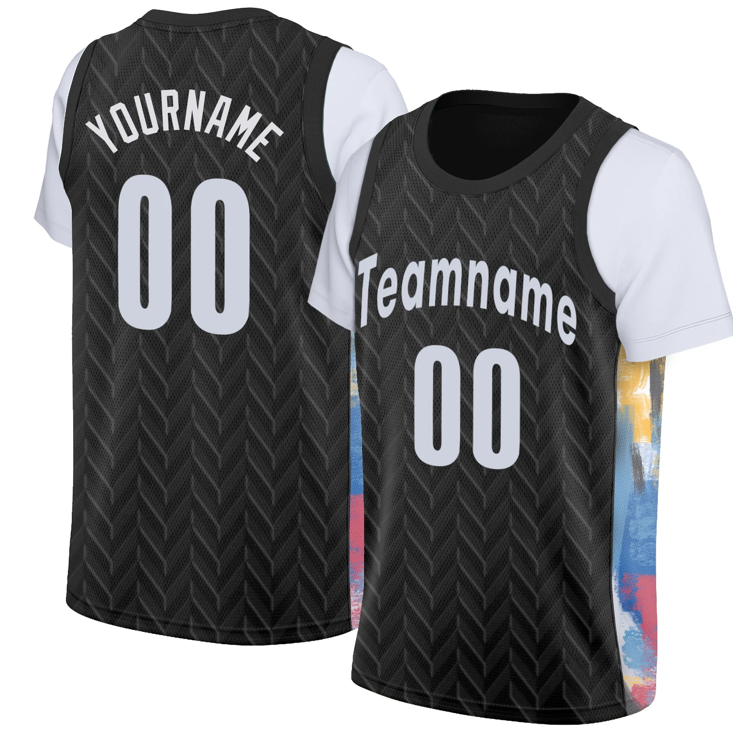 Personalized Custom Black Basketball Jersey Shirt Printing Team Name Number Short-Sleeve Breathable Tee Shirt Top For Men/Kids