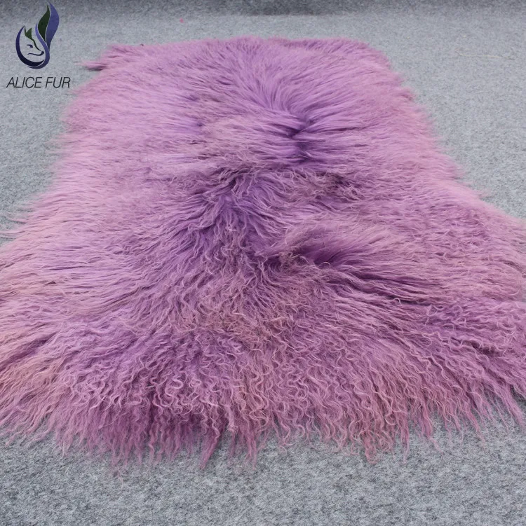 

Dyed long hair mongolian lamb fur plate/ Curly Hair Lamb Fur Blanket