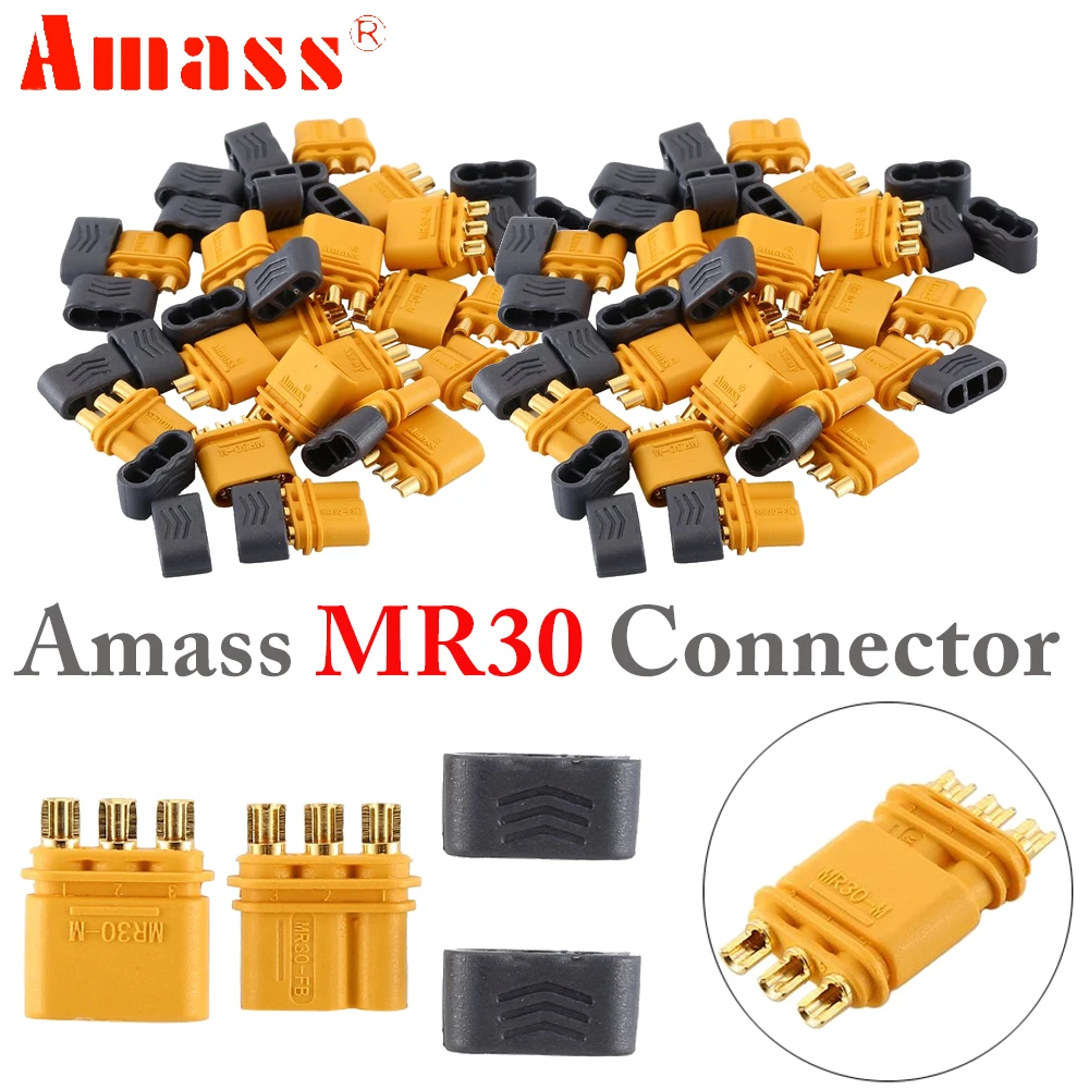 

5pair/lot Amass MR30 MR 30 Female Male Bullet Connector Plug With Sheath For RC Lipo Battery ESC Car Quadcopter Accessories