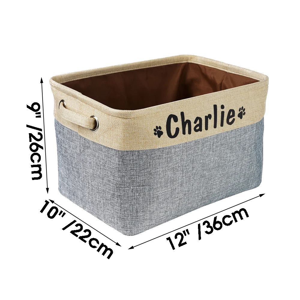Mir de rangement personnalisé pour jouets pour animaux de compagnie, sac en toile pliable, bacs de boîte en lin, accessoires pour chiens,