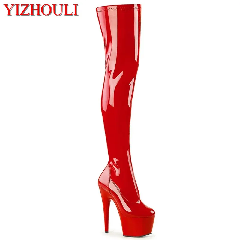 

17cm knee high boots, open zipper boots, high heels sexy nightclub pole dancing boots