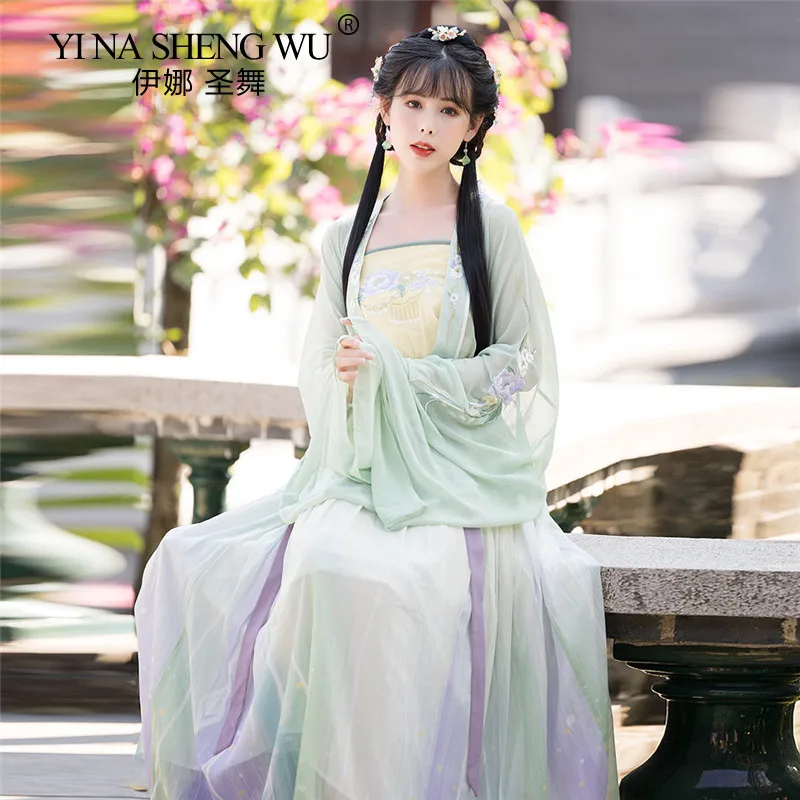 Chinese Hanfu Women Costume Elegant Traditional Style Princess Dress Ancient Folk Hanfu Tang Set Fairy 3PCS Performance Clothing