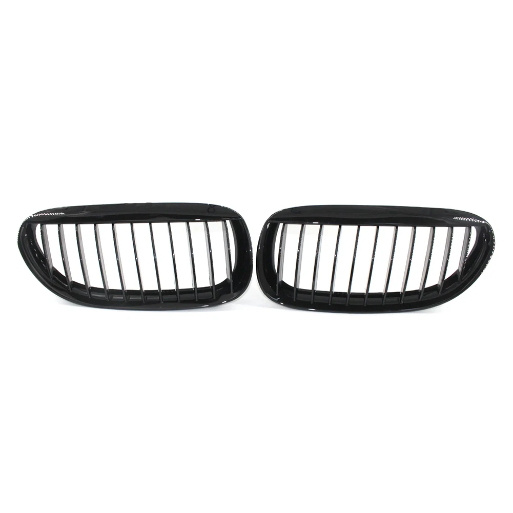 2Pcs Front Bumper Kidney Grille Gloss Black Mesh Grill For BMW E63 E64 6 Series 650i M6 2004 2005 2006 2007 2008 2009 2010