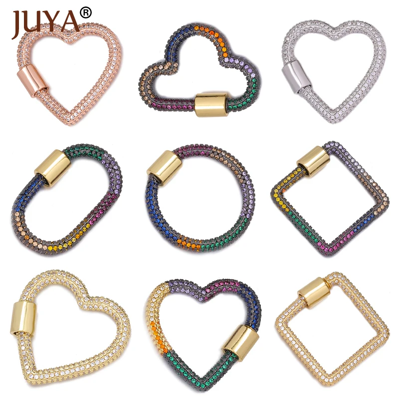 

JUYA Rainbow Spiral Lock Clasps Fasteners Luxury Micro Pave CZ Clasps Hook For DIY Necklace Bracelet Jewelry Making Accessories