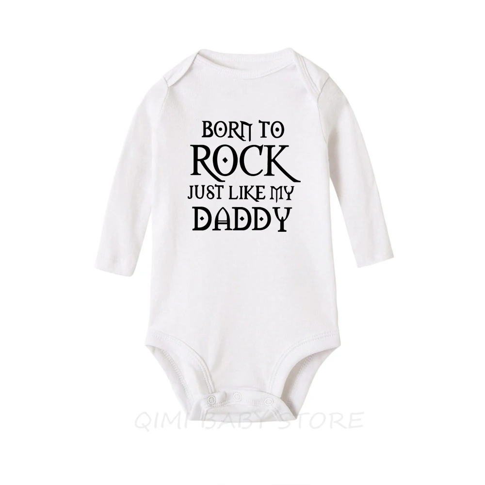 New Rock White Cotton Long Sleeve Baby Bodysuit Autumn Winter Baby Boys Girls Clothes Funny Baby Clothing