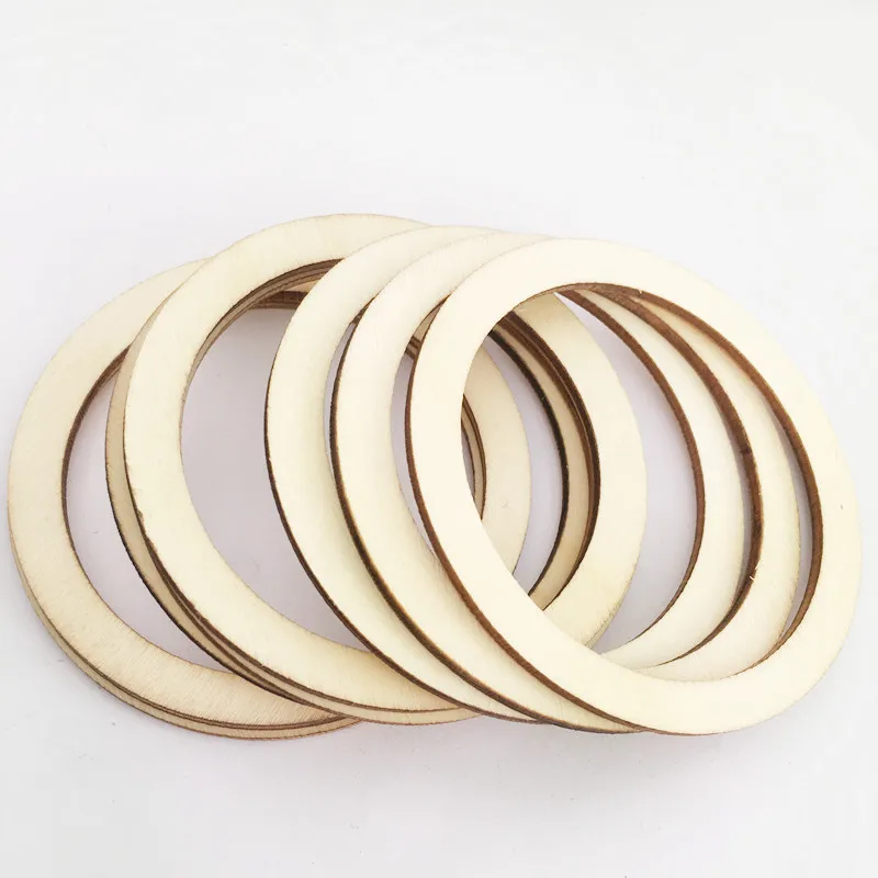 10pcs 7.5cm Wood Rings Wooden Rings Circles for DIY Pendant Connectors Jewelry Making Wedding Christmas Decor