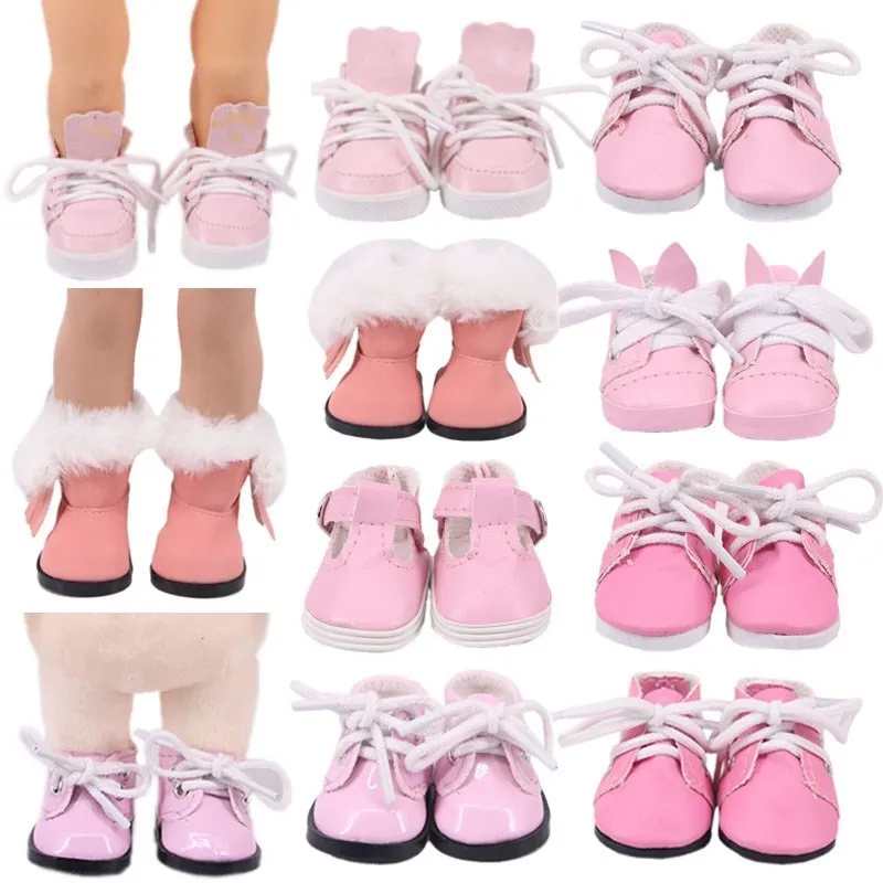 Doll Pink Boots Sports Shoes For 14.5 Inch Paola Doll&20 Cm Plush EXO &28 Cm Nenuco Doll Clothes Canvas Sneakers Girl`s Toys