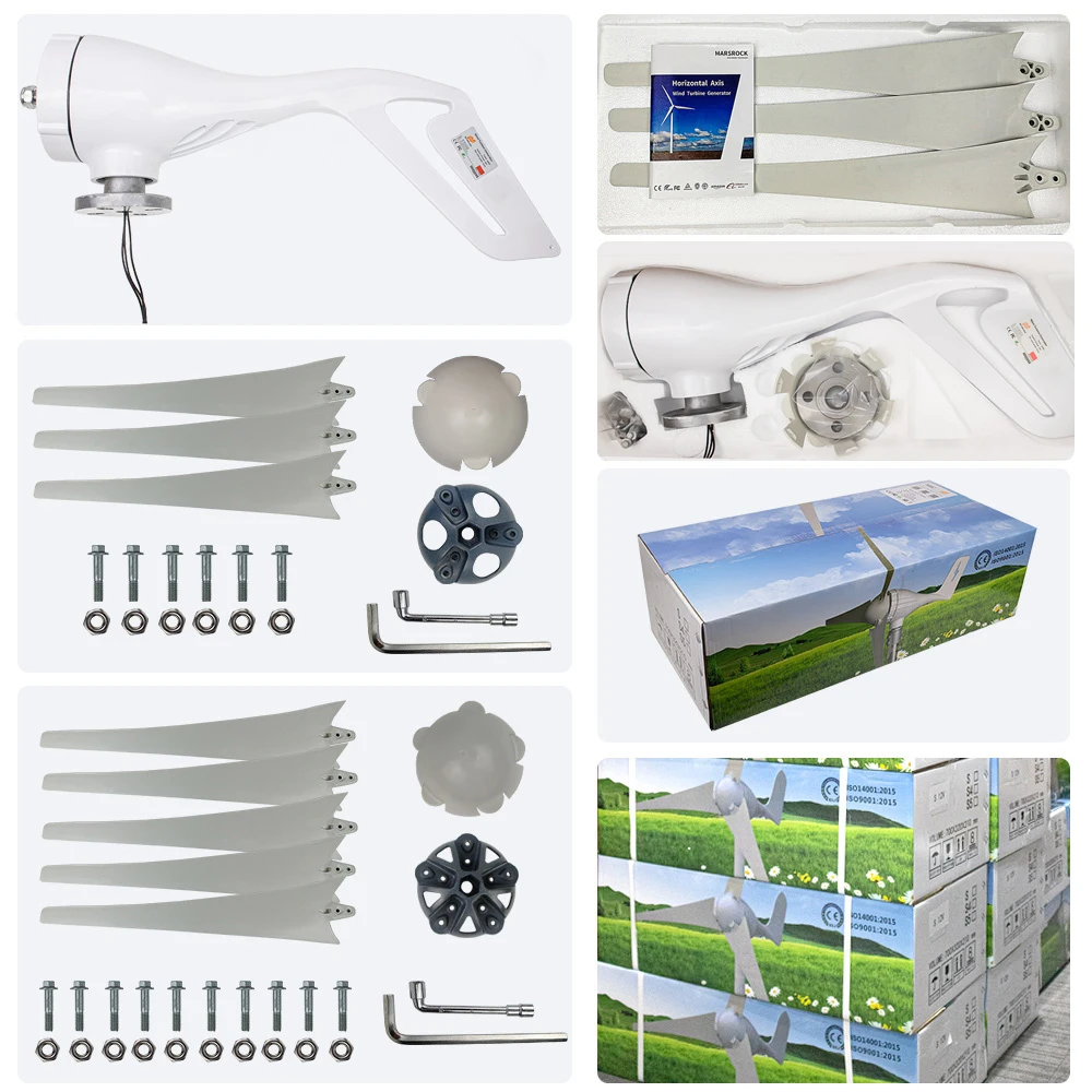 Imagem -06 - Kit Gerador de Turbina Eólica Linha Central Horizonal Casa Micro Moinho de Vento com Pwm 600w Controlador Led Luz para 12v 24v Bateria ac 400w