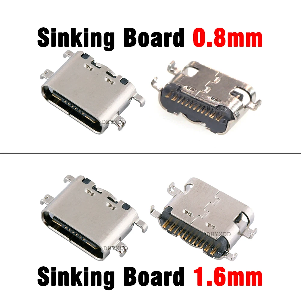 10pcs USB-3.1 SMT USB Connector Type C Horizontal Mid Mount 12P OR 16P Female through board 0.8mm for charger adapter DIY Type C