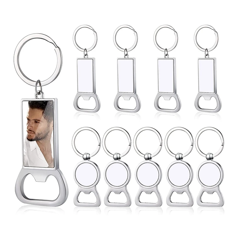 10 Pcs ระเหิดพวงกุญแจระเหิดขวดสเปรย์เปิด Blank Key แหวนอลูมิเนียมความร้อนพวงกุญแจ