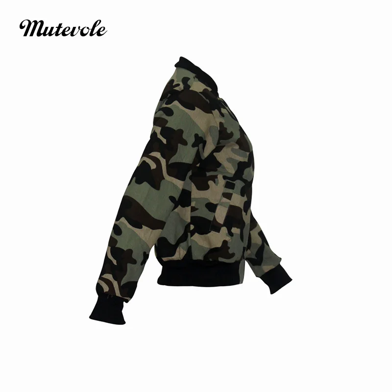 Mutevole-Chaqueta de camuflaje fina para mujer, chaqueta Bomber elegante de manga larga, abrigo informal de camuflaje, chaqueta recortada con bolsillo verde militar