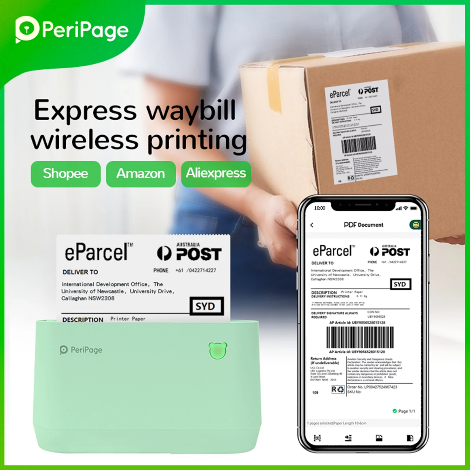 Original PeriPage A9 Pro BT Portable Thermal Pocket Printer 304dpi Grayscale Mode Mini Photo Printer Receipt Label Maker Sticker