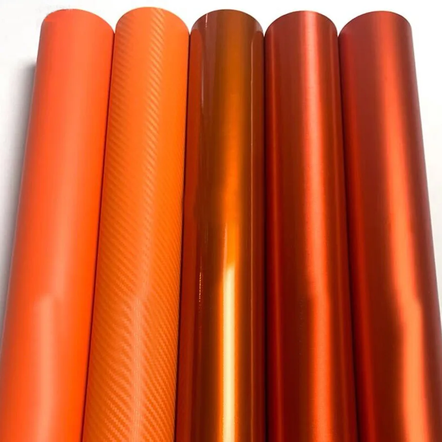 50cm*200/300CM Glossy orange Matte Vinyl car Wraps auto 3D carbon fiber Foil Car Wrap Film Vehicle Sticker Car body Sticker