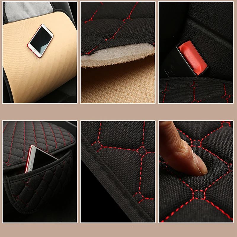 Flax Car Seat Cover Automobile Seat Backrest Cushion Pad Mat for Auto Front Car Styling Interior Accessories Universal Protector