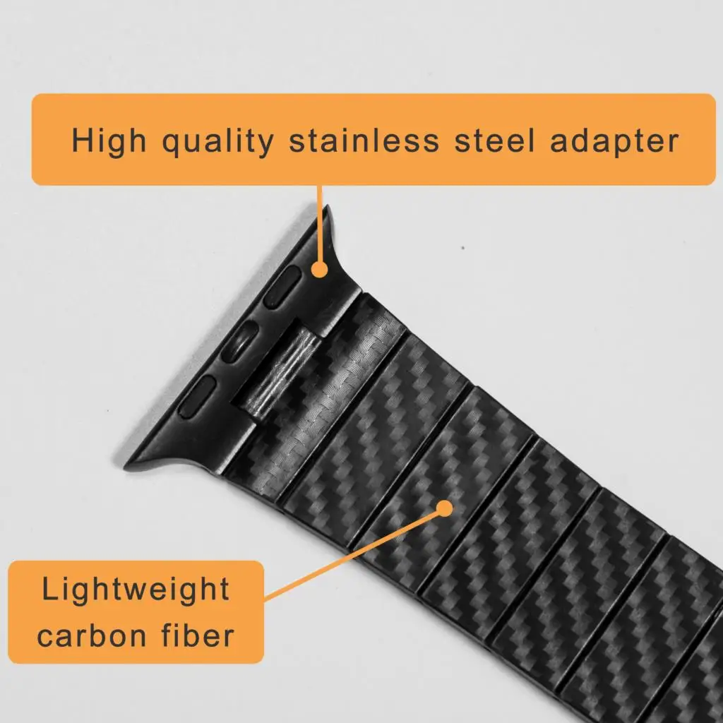 Carbon Fiber Strap For Apple Watch Band 45mm 41mm 44mm 40mm 42mm 38mm Lightweight Link Bracelet belt iWatch Series 5 4 3 6 SE 7