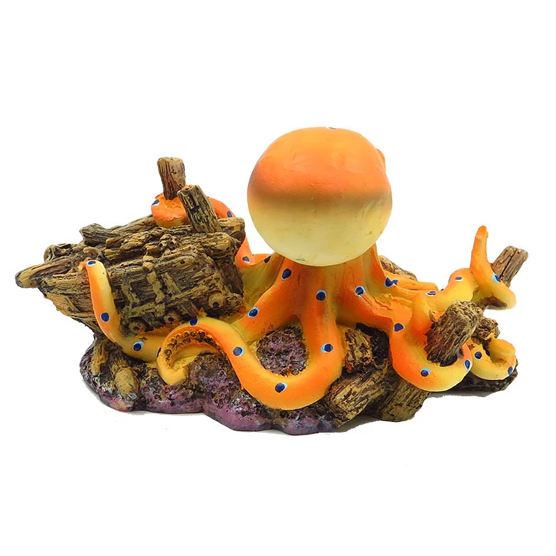 Resin Octopus Statue Ornaments Landscaping Accessories For Turtle Fish Tank Aquarium Decoration Fishbowl Background Decoration