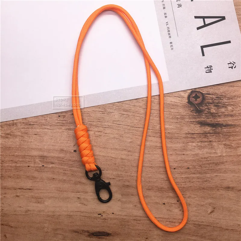 Outdoor Rock Climbing Metal Clip Parachute Cord Hanging Neck Rope Lanyard for Phone Camera USB Holder ID Card Badge Holder