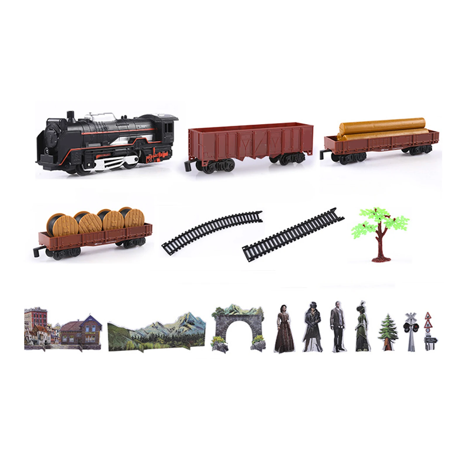 Classic Retro Toy Train Set Electric Railway Tracks Car Simulation Train Children Gift Kid Toy Plastic Train Toys