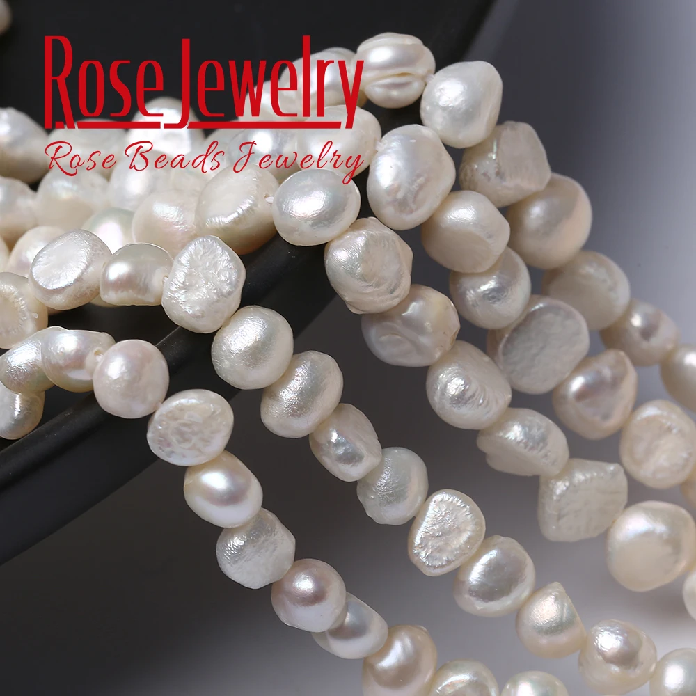 B+ Quality 100% White Real Natural Pearl Freshwater Cultured Transversely Perforated Pearl Beads 36 cm Strand For Jewelry Making