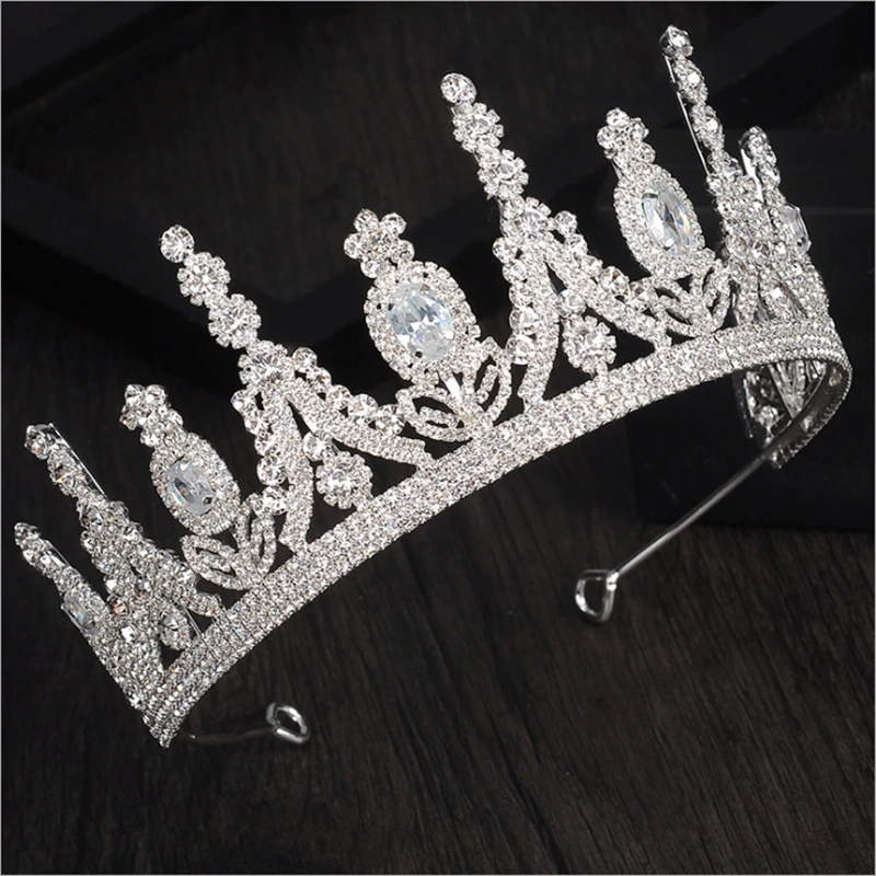 HG004 New plain korean girl rhinestone zircon crown elegant princess bridal wedding tiara fashion hair hoop for women