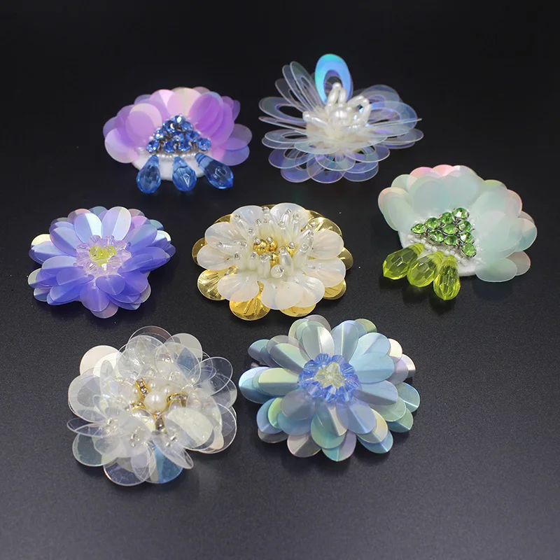 Multi-color multi-layer beaded sequins flower cloth stickers clothing DIY accessories clothes shoes hat bag fashion decoration