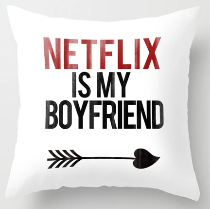 

Hot Selling Netflix is my Boyfriend White Square Throw Pillowcase Zippered Pillow Sham Unique Pillow Cover