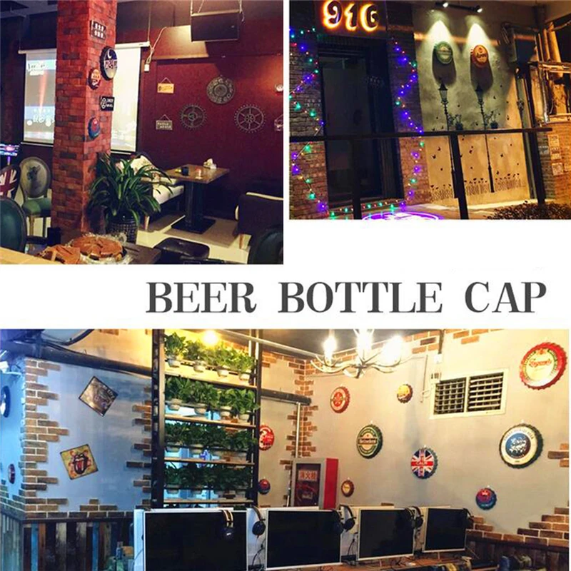 Beer Bottle Cap Whisky Vintage Plaque Metal Tin Signs Cafe Bar Pub Signboard Wall Decor Retro Nostalgia Round Wall Paintings