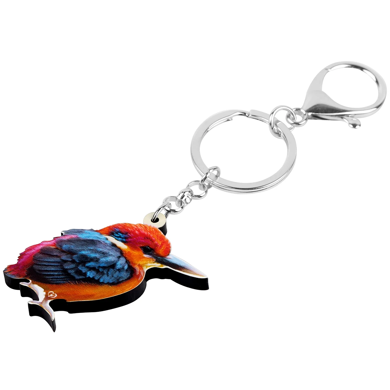 Bonsny Acrylic kingfisher Keychains Big Long Print Bird Animal Keyring Jewelry For Women Girls Teen Party Wallet Bag Decoration