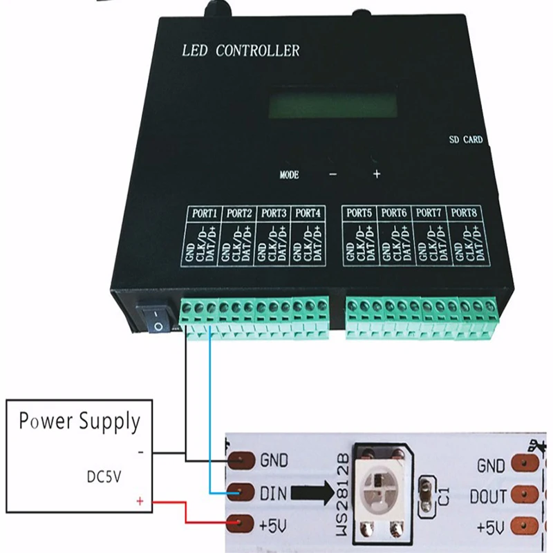 Imagem -05 - Led Controlador Programável com Dmx Portas Stand-alone Cartão sd 8192 Pixels Funciona com Software pc H803sa