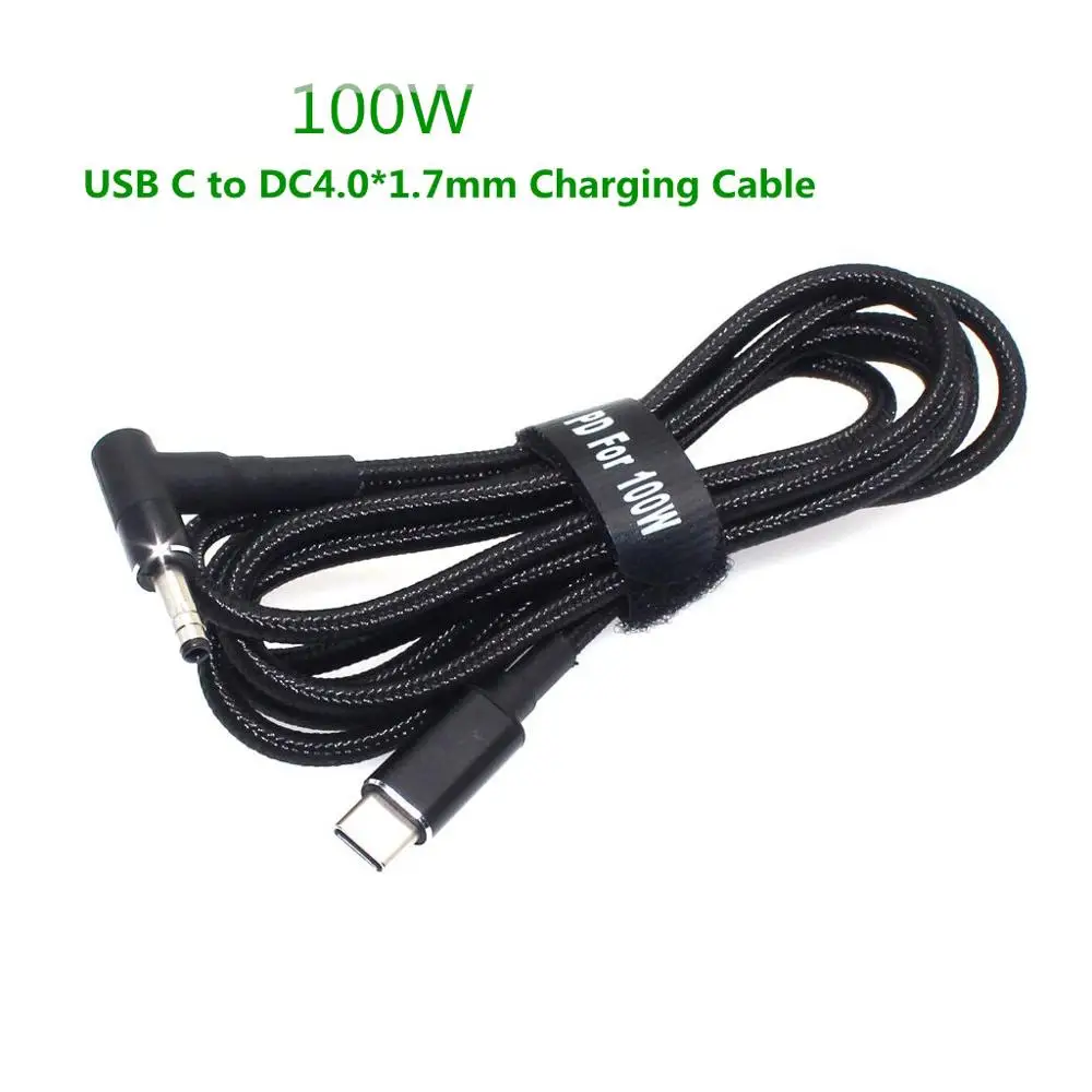 100W USB C Type C Male to DC4.0 X 1.7mm Male PD Charger Connector Adapter Cable for Xiaomi RedmiBook 14 for Lenovo 1.8m