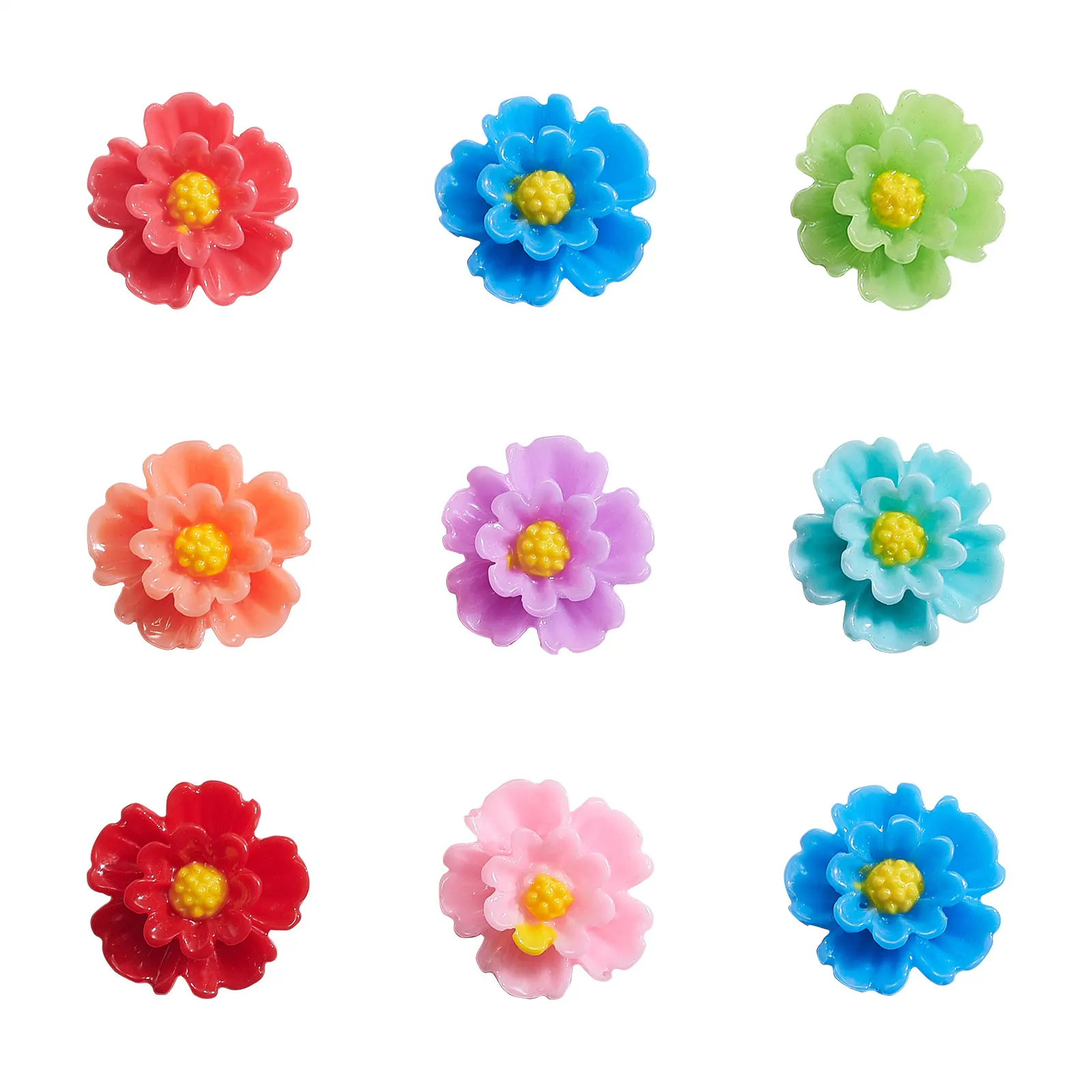 

120Pcs Muti-Color Resin Chrysanthemum Charms Cabochons for Headware Carft Decor Jewelry Making Accessory 11.5x4.5mm