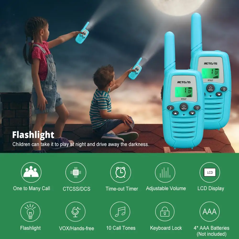 Retevis RT637 Walkie Talkie Children 2pcs 6 Colors Kids Radio PMR Christmas Birthday Gift for Children's Toy Walkie-talkie Radio