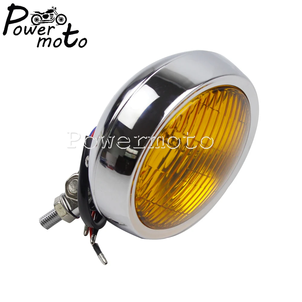 4.5\'\' 12V Motorcycle Retro Headlight Yellow Head Lamp Sealed Beam For Harley Softail Custom Sportster XL Cafe Racer Honda Suzuki