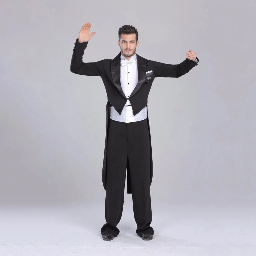 Men Ballroom Suit Black Show Ballroom Dance Dress Retail individual  Tuxedo Tail international Standard Dance 5 pcs Suit