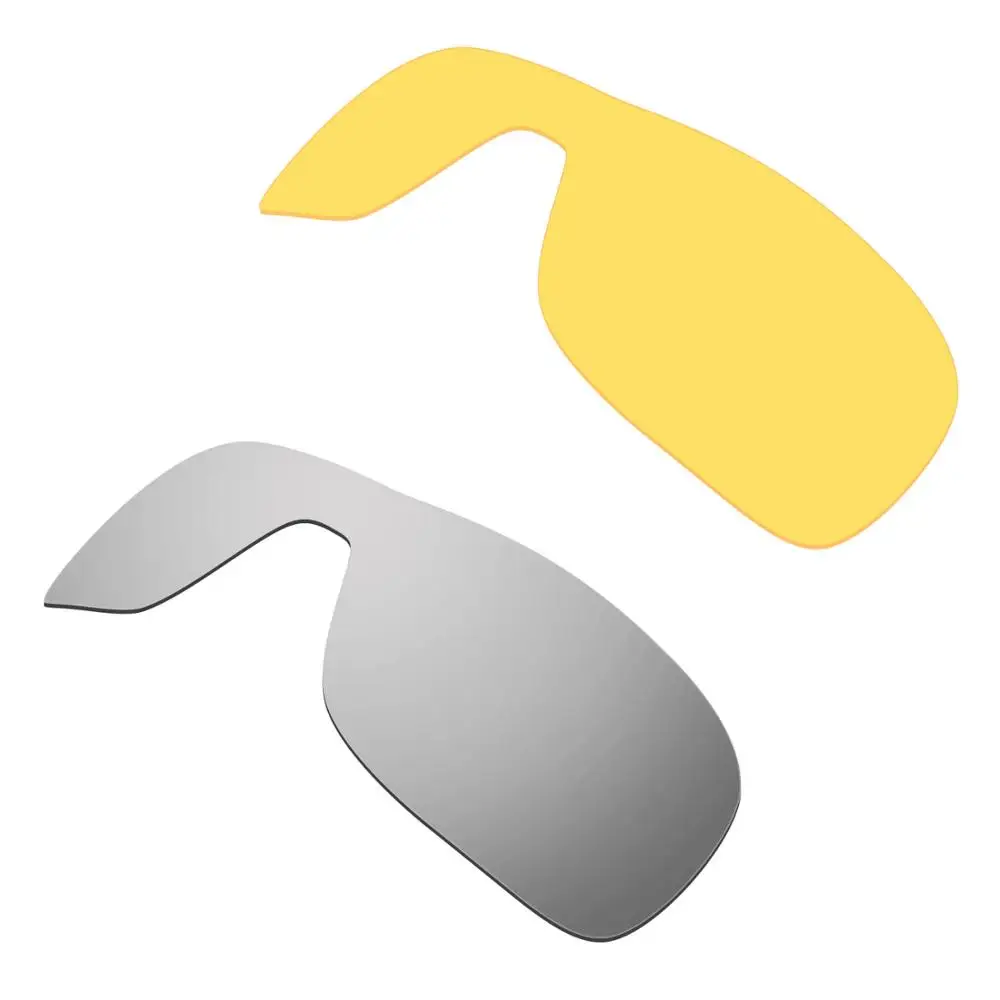 

HKUCO For Turbine Rotor Sunglasses Replacement Polarized Lenses 2 Pairs - Silver & Transparent Yellow