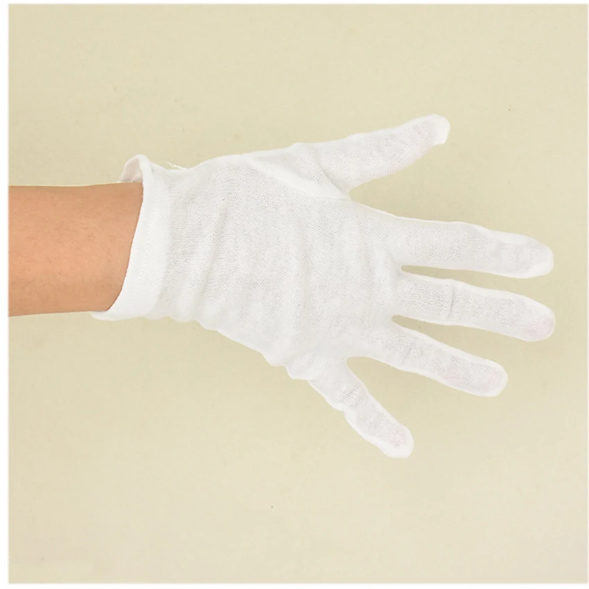 1 Pair White Cotton Gloves Anti-static Protective Gloves Breathable Work Gloves for Coin Jewelry Inspection, Driver- S, M, L, XL