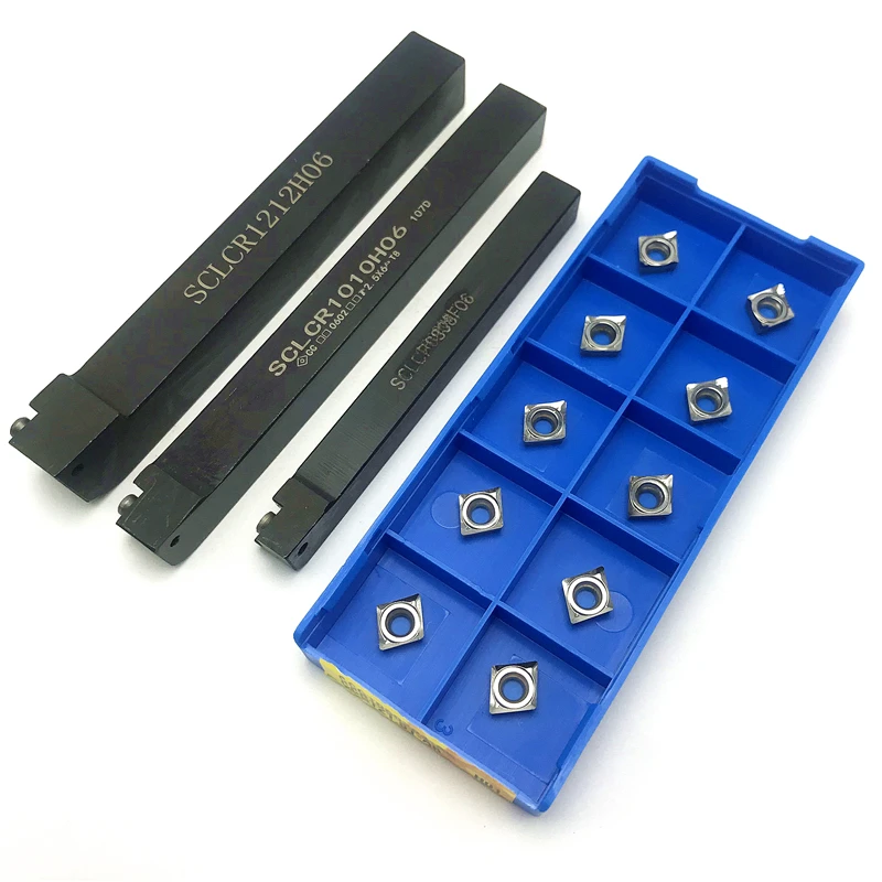 SCLCR0808F06 SCLCR1010 SCLCR1212H06 SCLCR1616H06 External Turning Tool Holder +CCGT060204 Aluminum Inserts CNC Cutting Tools Set