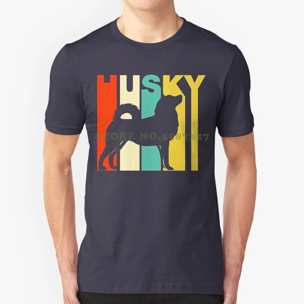 100% Cotton Short Sleeve O-Neck Vintage 1970's Style Husky Silhouette Cool Dog Owner T Shirt