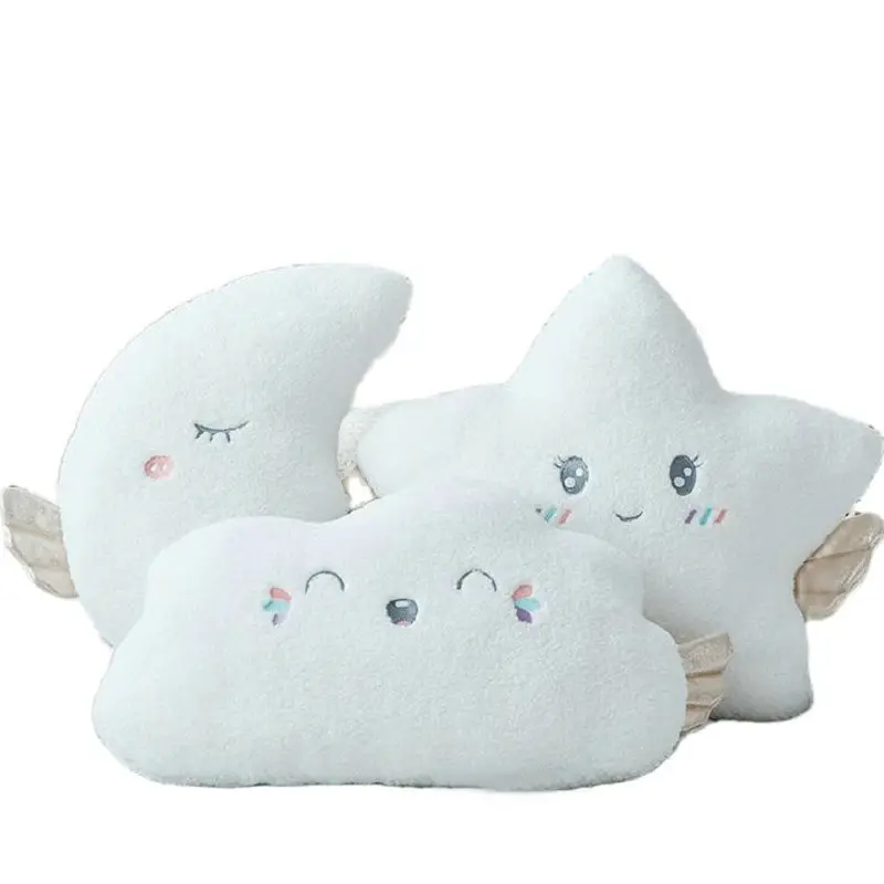 

Ins Hot Super Soft Cloud Plush Pillow Simple Style Golden Wings Star Throw Pillow Comfortable Moon Bed Sleeping Pillow Cushion