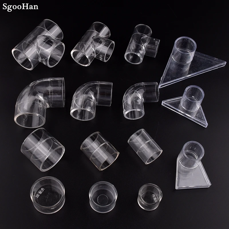 1pc 20/25/32/40/50mm Aquarium Fish Tank Plexiglass Acrylic Pipe Straight Joint Home DIY Water Tank PMMA Tube Elbow Tee Connector