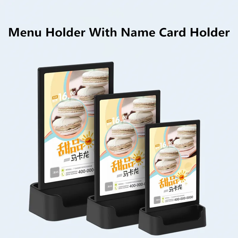 A4 210x297mm Restaurant Menu Paper Holder Display Stand With Storage Box Photo Picture Frame Table Plastic Sign Holder Stand