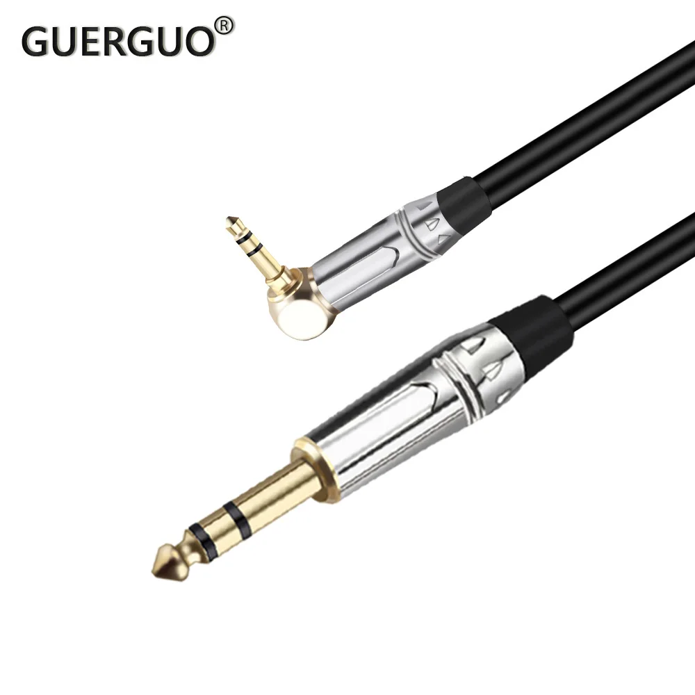 

Gold Platd 3.5mm Right Angle Male to 6.35mm Male Audio Cable 3Poles Stereo Plug Soldering 3Pins DIY Headphone Jack Black&Red