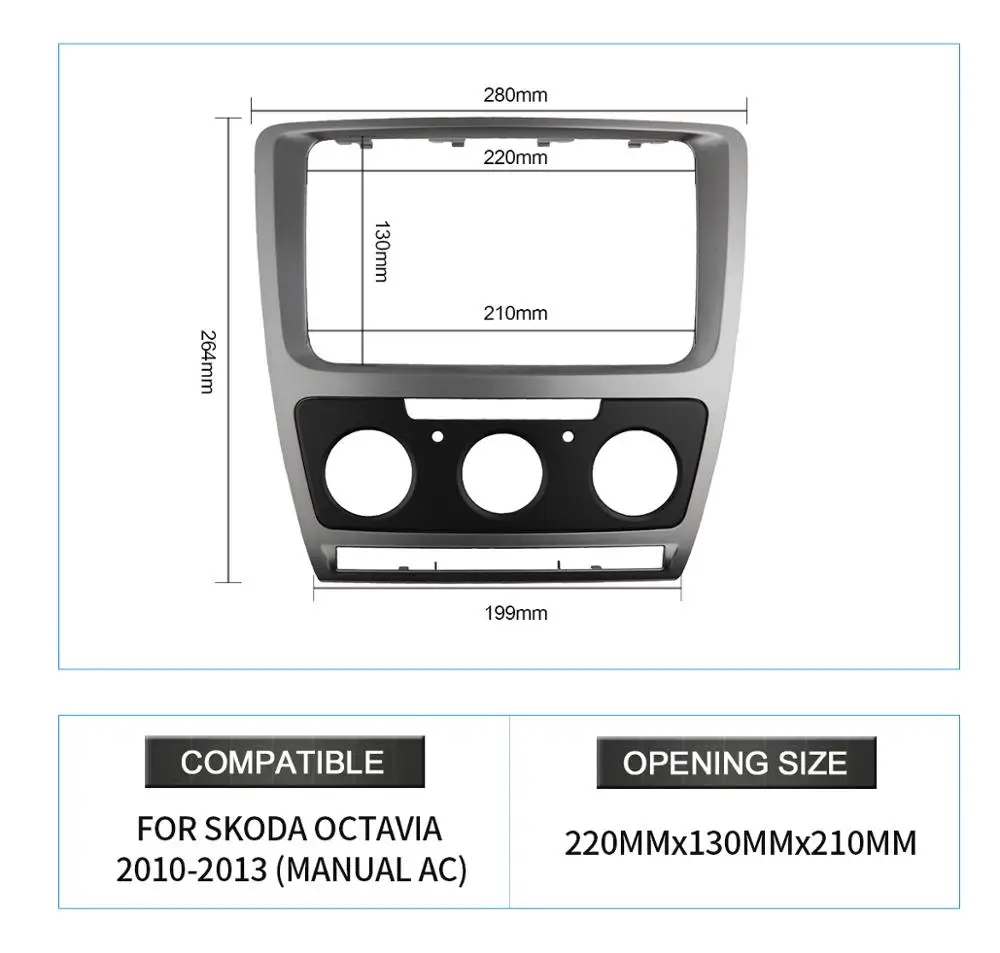 Double Din Audio Fascia for Skoda Octavia 2013 Stereo Radio GPS DVD Stereo CD Panel Dash Mount Installation Trim Kit Frame