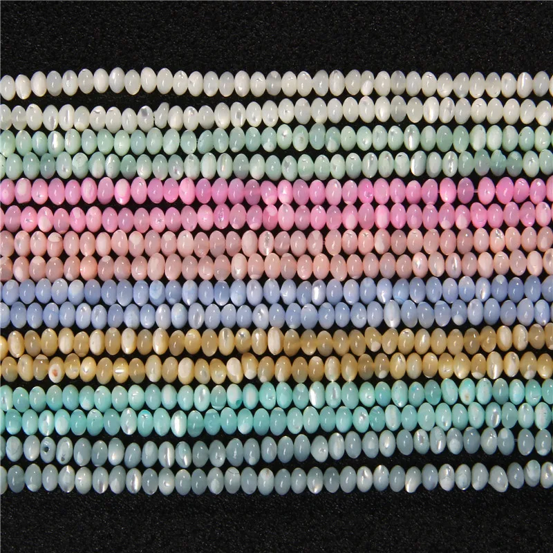 3x5mm Colorful Polised Natural Shell Beads Rondelle Wheel Shape Shell Loose Beads for Jewelry Making DIY Accessries Supplies 15